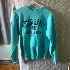 Champion Teal Outer Banks North Carolina Crewneck Sweatshirt